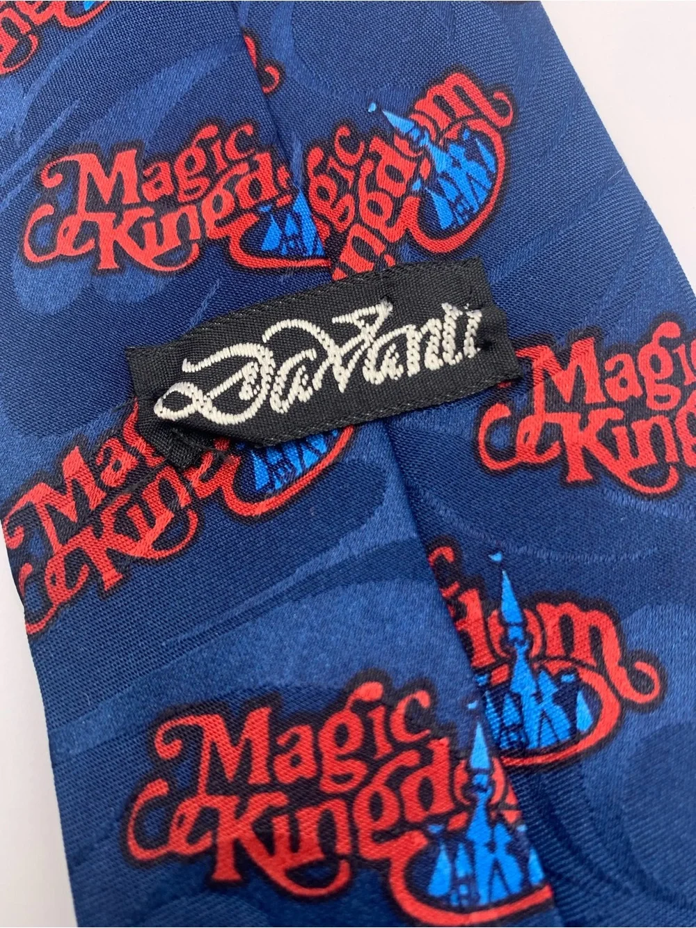 Magic Kingdom Disney Blue Tie with Red Logo Print Rare collection collectible